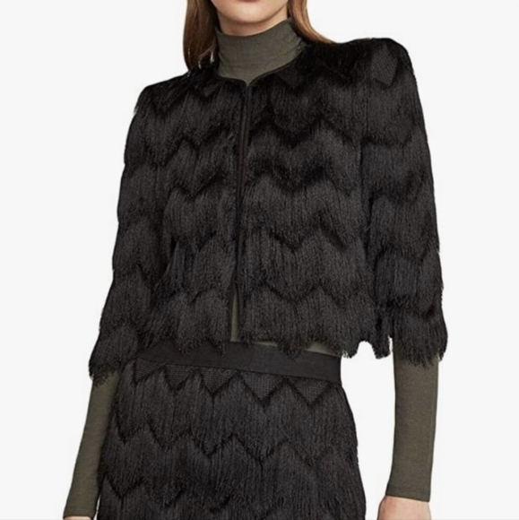 Bcbgmaxazria Jaxon Black Fringe Jacket Size XS - Picture 2 of 12